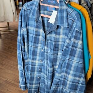 Pendleton Blue Plaid Cotton Button-Down Shirt